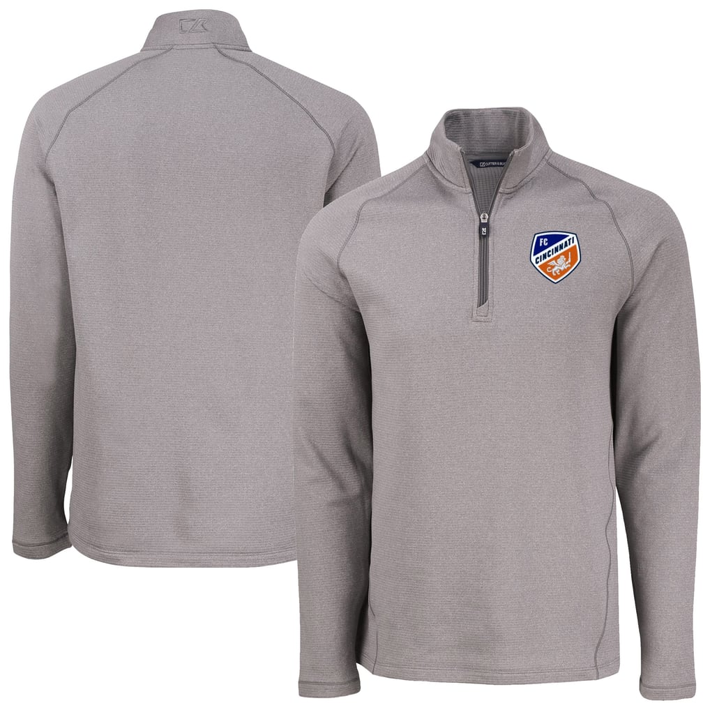  FC Cincinnati Cutter & Buck Peshastin Eco Fleece Recycled Quarter-Zip Pullover Top - Heather Gray
